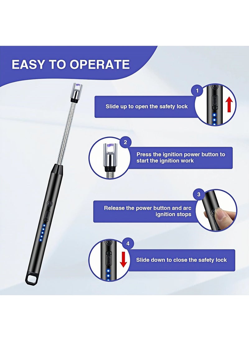 CHU DAI Electric Lighter Arc Windproof Flameless with 360° Flexible Neck & LED Power Display, Lighters for Candle for BBQ, Grill, Camping, Fireplace, Stove  - Image 4