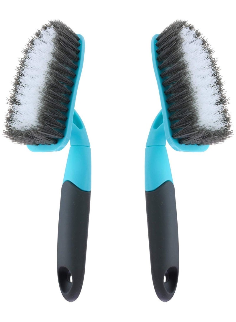 SYOSI فرشاة فرك مع مقبض مريح وشعيرات متينة، تنظيف الحمام، الحمام، البلاط، الأرضية، فرشاة تنظيف المطبخ (2 عبوة) - Image 1