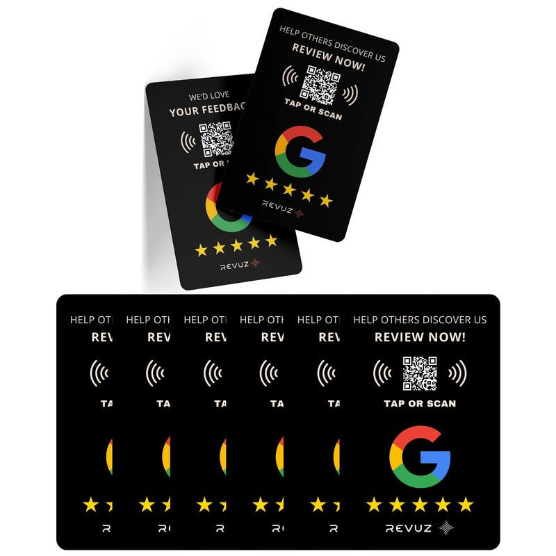 REVUZ Business Card Black – Equipped with NFC Chip and QR Code, Instant Activation with Your Business Page Link, Tap or Scan to Access, Standard Size (86x54mm) (6) - Image 1