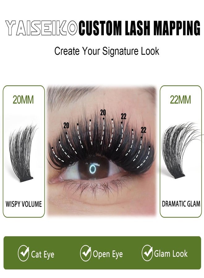 Yaiseiko Lash Clusters 300D Thick Long 20mm and 22mm Volume Cluster Eyelash Extensions 210Pcs Wispy Individual Lashes D Curly Waterproof Eyelash Clusters Soft False Eyelashes DIY at Home - Image 5