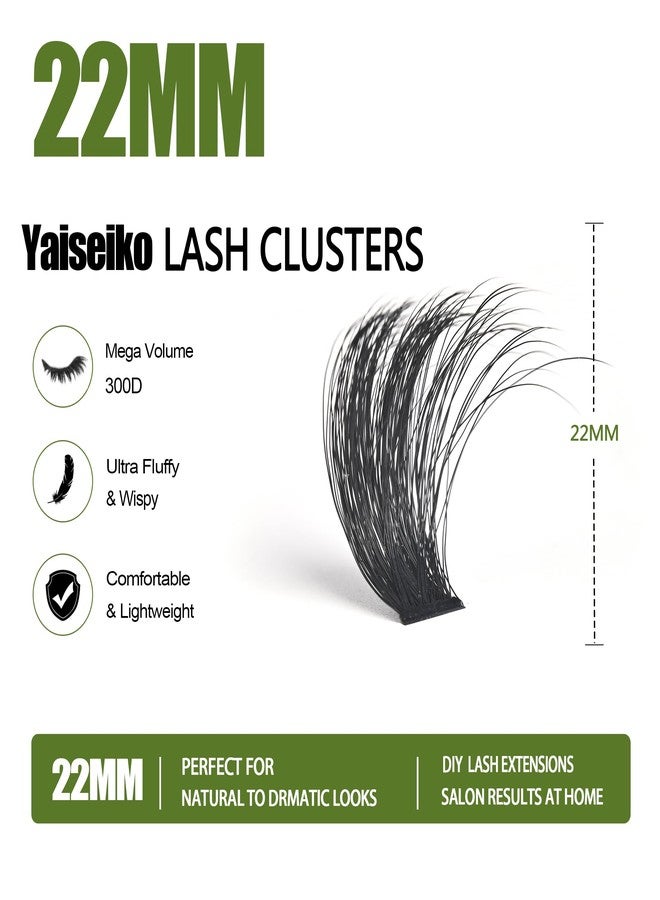Yaiseiko Lash Clusters 300D Thick Long 20mm and 22mm Volume Cluster Eyelash Extensions 210Pcs Wispy Individual Lashes D Curly Waterproof Eyelash Clusters Soft False Eyelashes DIY at Home - Image 3