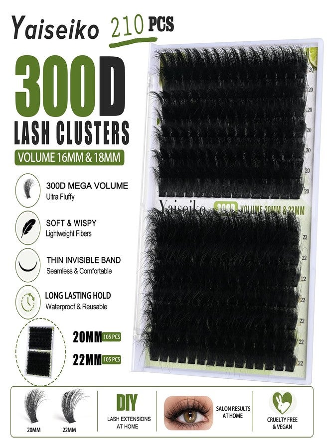 Yaiseiko Lash Clusters 300D Thick Long 20mm and 22mm Volume Cluster Eyelash Extensions 210Pcs Wispy Individual Lashes D Curly Waterproof Eyelash Clusters Soft False Eyelashes DIY at Home - Image 4