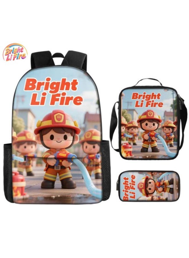 Bright Li Fire Three-piece set of cartoon bags, easily cope with various occasions (students, children, friends' outings, mountain climbing, schooling, etc.) | Backpack + hand-held + stationery bag | School season/holiday gifts - 109 - Image 1