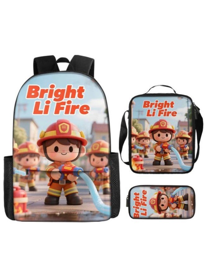 Bright Li Fire Three-piece set of cartoon bags, easily cope with various occasions (students, children, friends' outings, mountain climbing, schooling, etc.) | Backpack + hand-held + stationery bag | School season/holiday gifts - 109 - Image 2