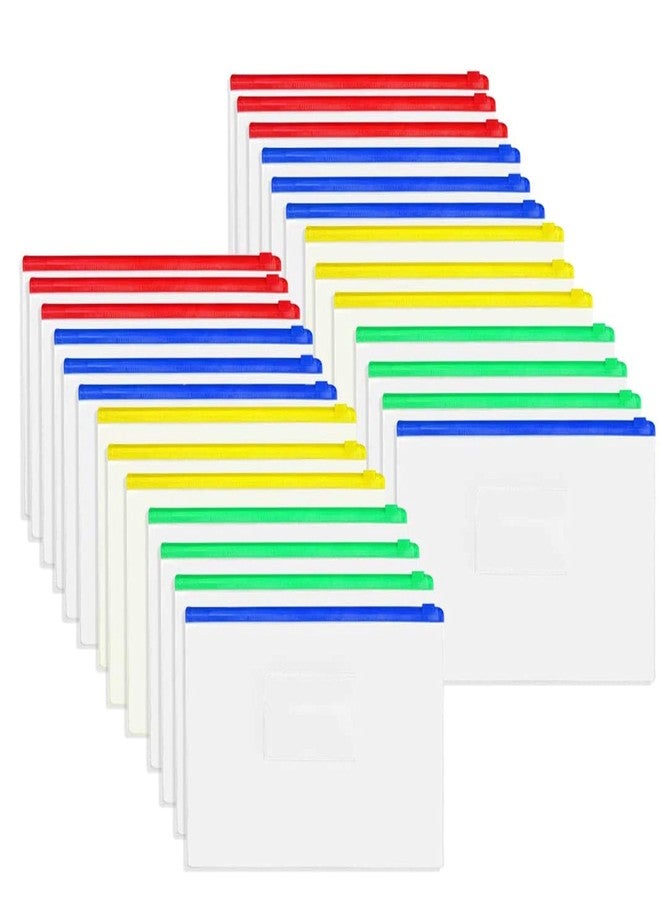 Umikk Zipper Pouch Document Bag, 26 Pcs Zip File Folders, PVC Waterproof Zip Document Filing Folder with 4 Colors, A4 Size/US Letter Size - Image 1