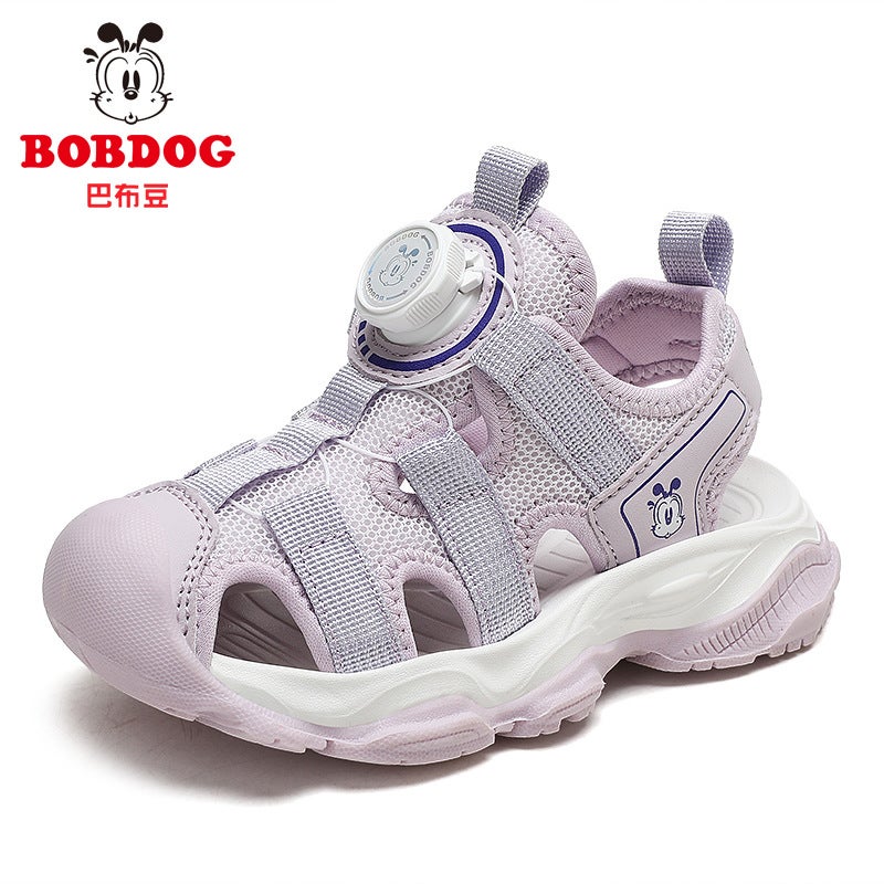 Children'S Toe-Toe Sandals, Summer Boys' Shoes, Knob Buckle, Medium And Large Children'S Non-Slip Soft-Soled Beach Shoes, Girls' Shoes - Image 1