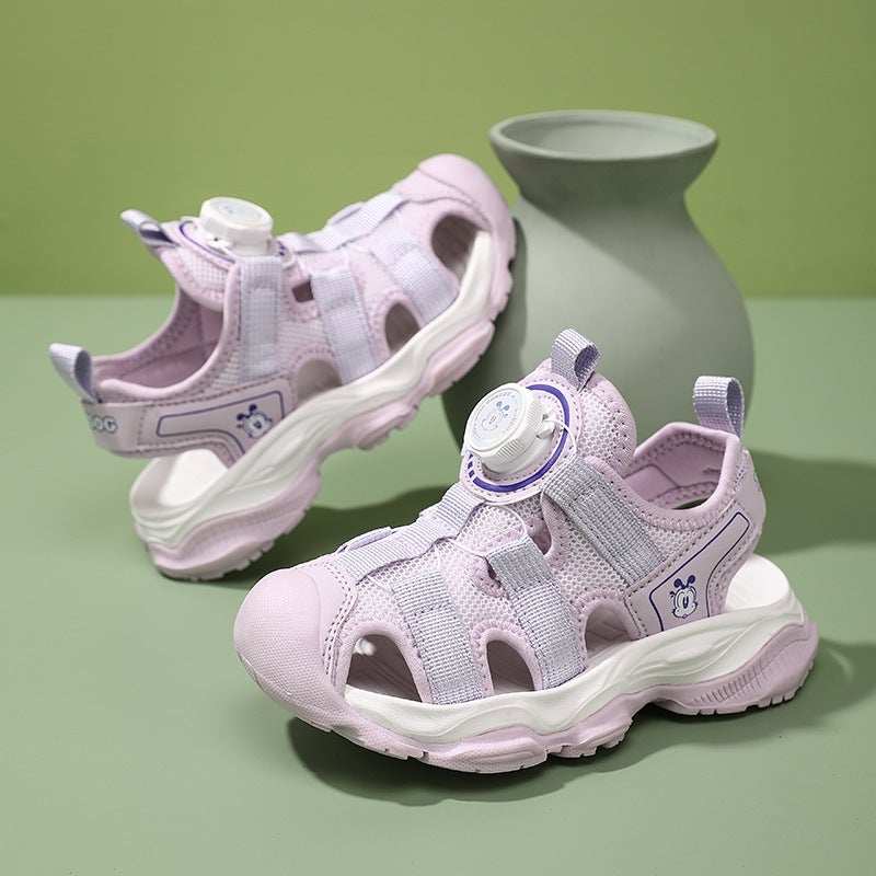 Children'S Toe-Toe Sandals, Summer Boys' Shoes, Knob Buckle, Medium And Large Children'S Non-Slip Soft-Soled Beach Shoes, Girls' Shoes - Image 2