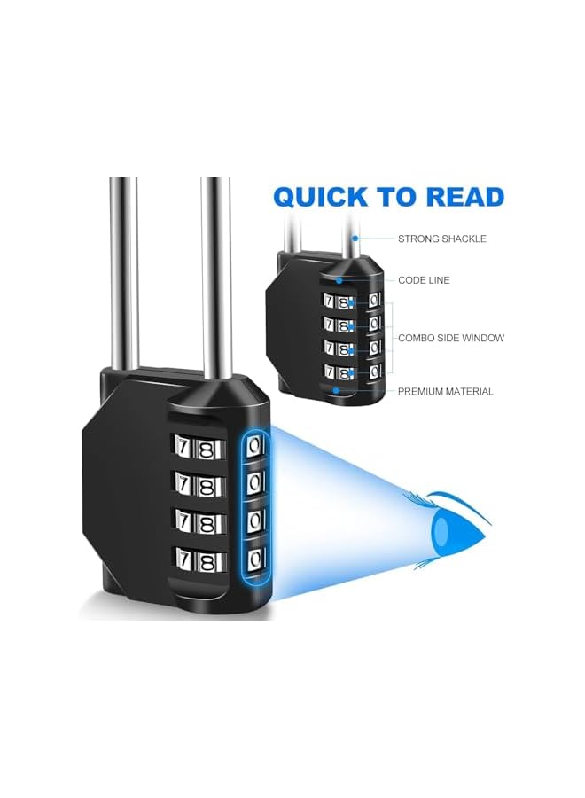PROMASS Combination Lock, 2 Pack Heavy Duty Weatherproof and Resettable Lock, 4 Digit Combination Padlock, 11.6cm Long Shackle Zinc Alloy Combination Lock for Shed Fence Gate, School, Gym, Toolbox - Image 3