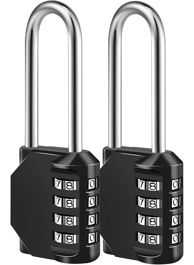 PROMASS Combination Lock, 2 Pack Heavy Duty Weatherproof and Resettable Lock, 4 Digit Combination Padlock, 11.6cm Long Shackle Zinc Alloy Combination Lock for Shed Fence Gate, School, Gym, Toolbox - Image 1