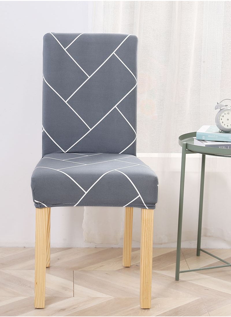 Sharpdo 6-Piece Set Modern Simple Line Elastic One-Piece Chair Cover For All Seasons  - Image 3