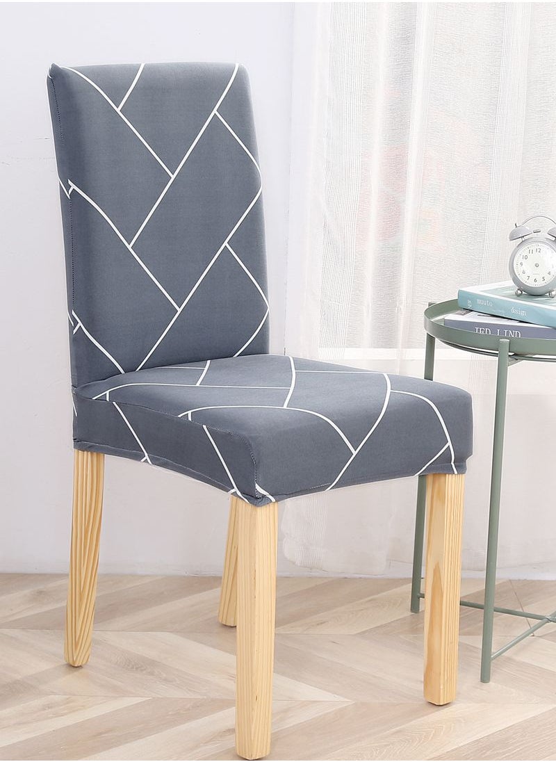 Sharpdo 6-Piece Set Modern Simple Line Elastic One-Piece Chair Cover For All Seasons  - Image 2