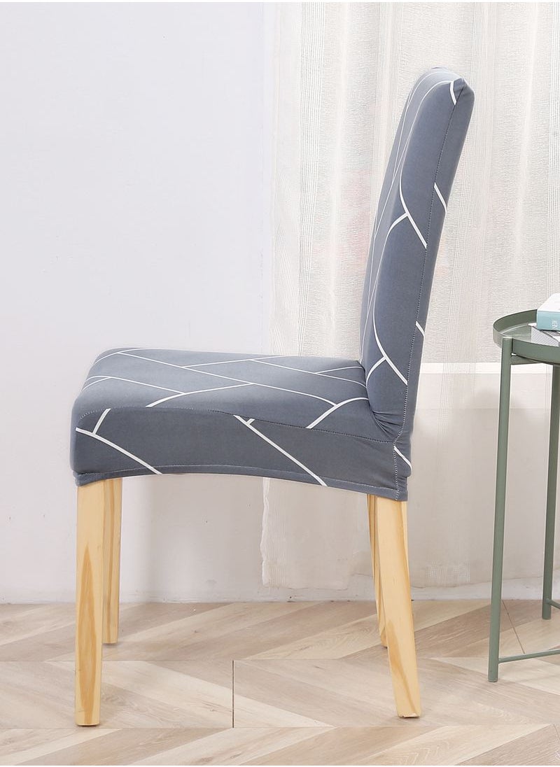 Sharpdo 6-Piece Set Modern Simple Line Elastic One-Piece Chair Cover For All Seasons  - Image 4