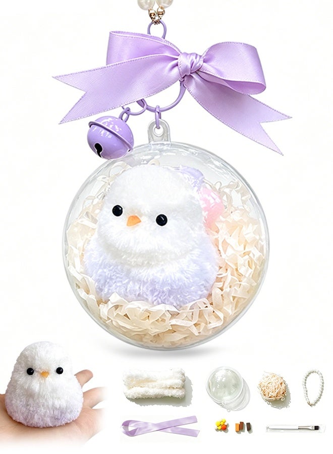 Organizer Pipe Cleaners Craft, 2 Assorted Colors Pipe Cleaners Bulk, Handmade Plush Chick Transparent Ball Hanging Pendant, Elegant Purple Bow Pearl Chain Car Interior Decor, Cute Ornament for Backpack, Handbag & Festive Gift - Image 1