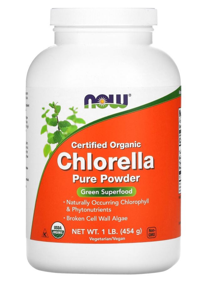 now Certified Organic Chlorella Pure Powder 1 lb (454 g)