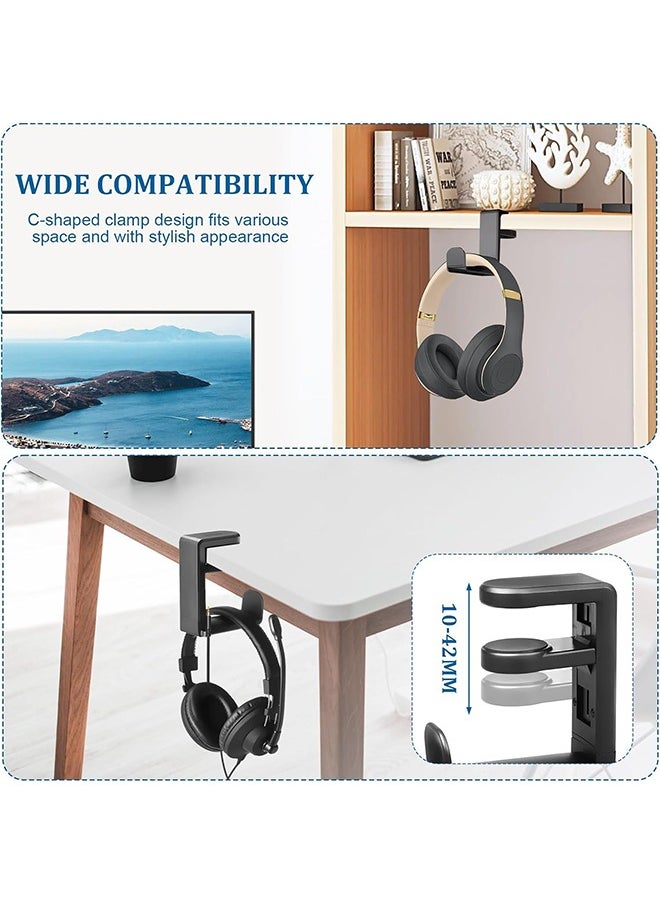 DGSENPI - 3-in-1 PC Gaming Headset and Controller Holder, Headphone Stand with 360° Rotation Non-Slip Clamp & 2 Controller Holders, Universal Gaming Accessories Organizer for Controllers, Headphones, and Cables - Image 1