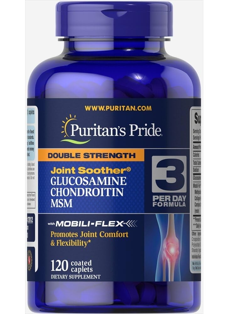 Puritan's Pride Glucosamine Chondroitin Joint Soother MSM 120 Caplets 40 Servings 