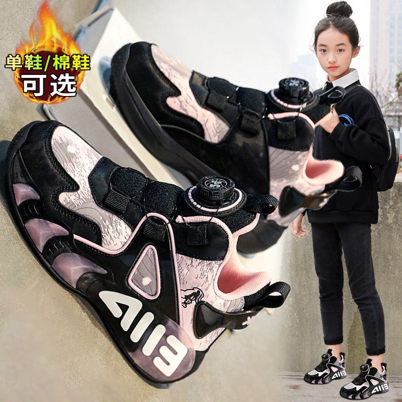 Chinese Goods Joint Name Children'S Shoes Girls Big Children'S Basketball Shoes Sports Shoes Fleece-Lined Cotton Shoes - Image 2