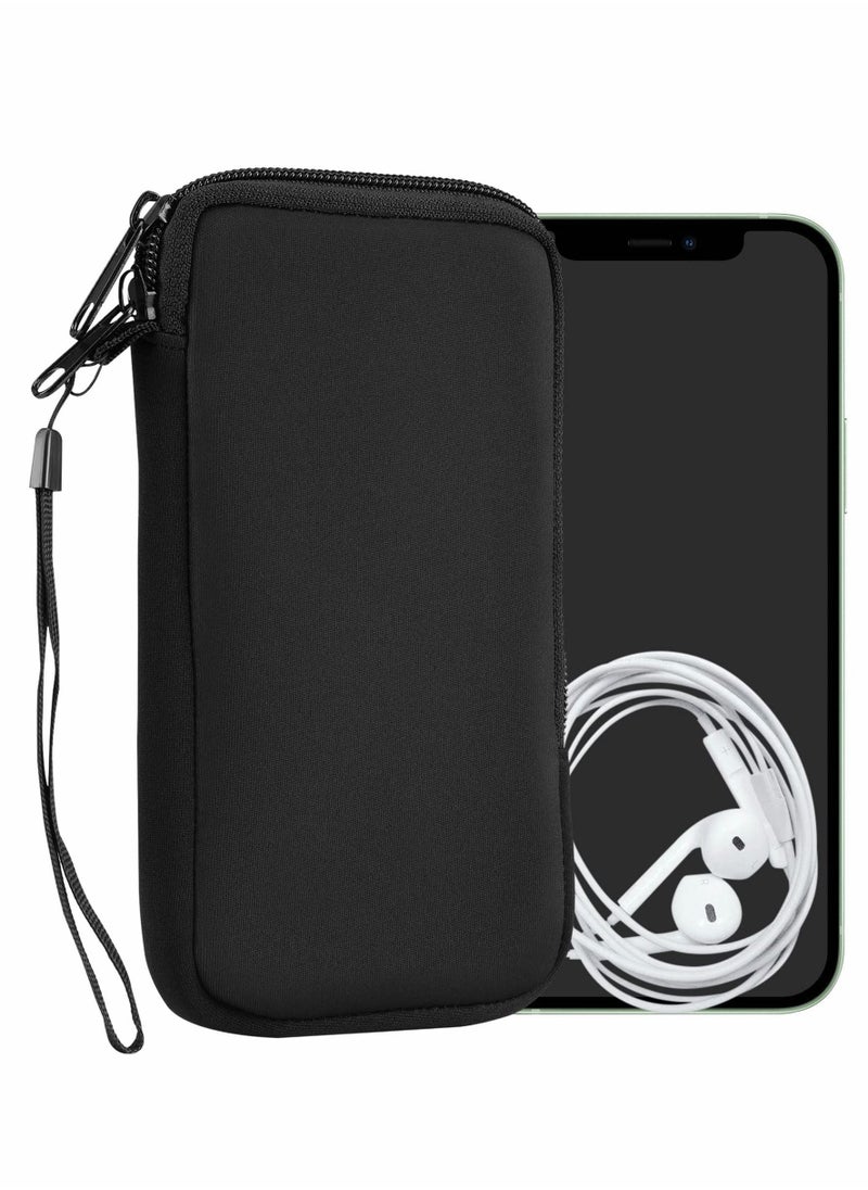 Excefore phone holster Universal Cell Sleeve Mobile Bag with Zipper, Wrist Strap Neoprene Phone Pouch  - Image 1