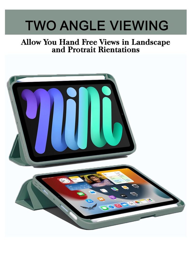 iPad Mini 6 Cover with Pencil Holder Silicone Smart Folding Case Compatible with Apple iPad Mini 6 2021 8.3 Inch