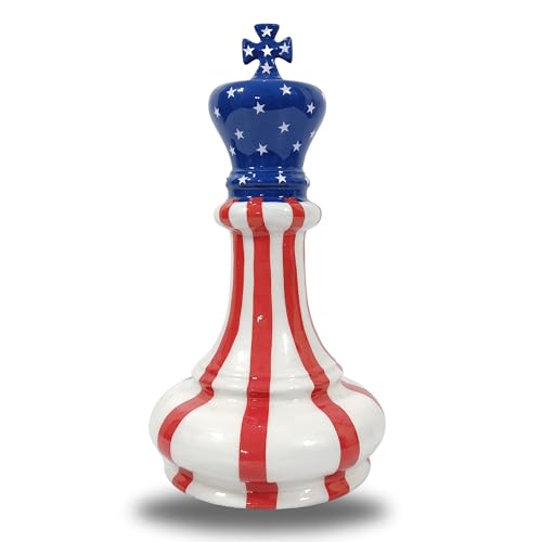 AYZCORP Grand Chess King Keepsake Urn Very Unique Chess King Cremation Urn for Adults Cremation Urn for Human Ashes Grand Chess King Urn for Your Loved OnesHome Decorative USA Flag - Image 1