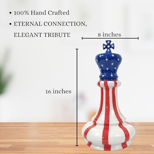 AYZCORP Grand Chess King Keepsake Urn Very Unique Chess King Cremation Urn for Adults Cremation Urn for Human Ashes Grand Chess King Urn for Your Loved OnesHome Decorative USA Flag - Image 3