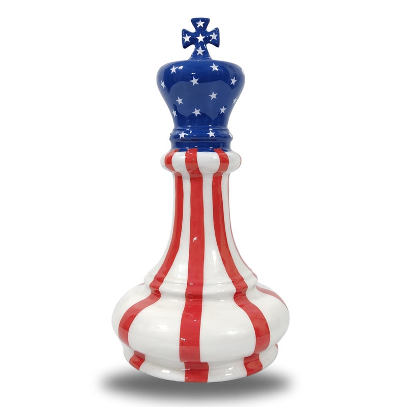 AYZCORP Grand Chess King Keepsake Urn Very Unique Chess King Cremation Urn for Adults Cremation Urn for Human Ashes Grand Chess King Urn for Your Loved OnesHome Decorative USA Flag - Image 2