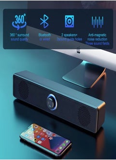 Sthxyfaith Computer Speakers, Wired USB Desktop Speaker With volume knob, Bluetooth Link, Subwoofer Stereo Sound USB Powered Mini Sound Bar Speaker for PC Tablets Desktop Laptop (Black)  - Image 5