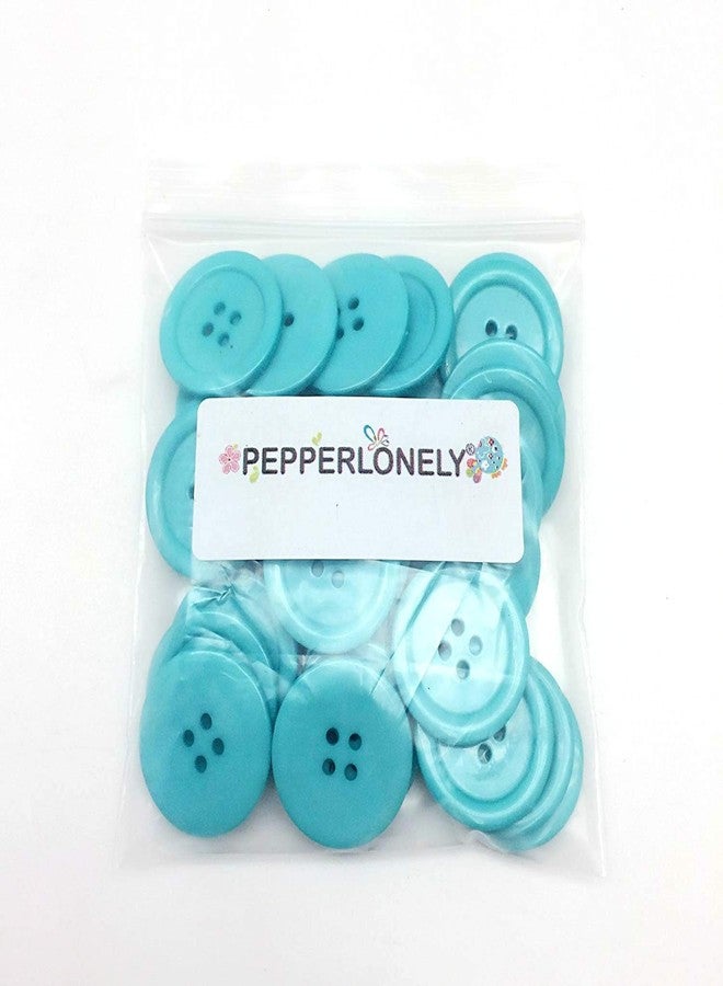 PEPPERLONELY 32PC Light Blue Flat Round 4 Holes Resin Buttons, 28x3mm(1-1/8x1/8 Inch) - Image 2
