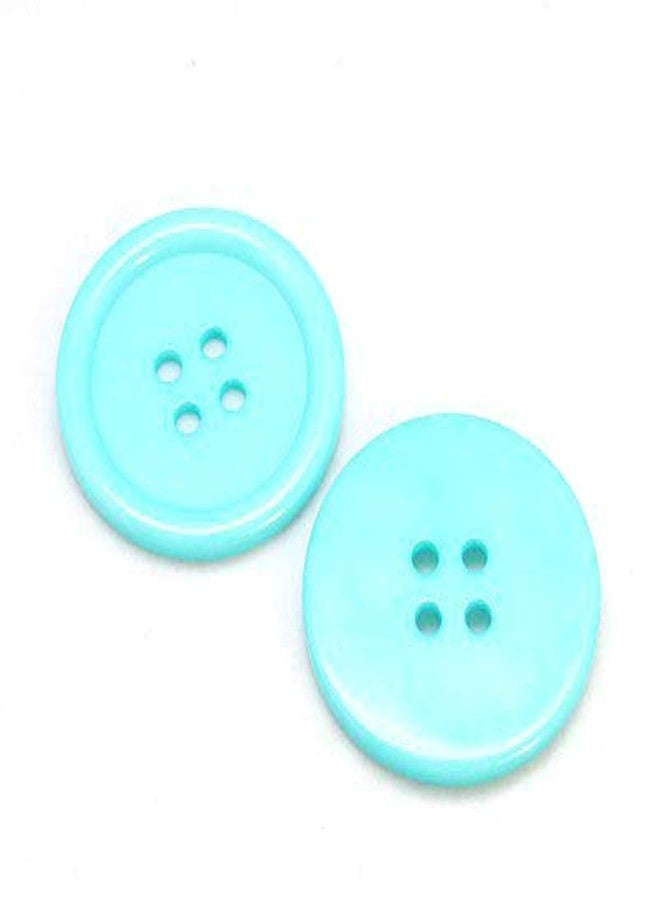 PEPPERLONELY 32PC Light Blue Flat Round 4 Holes Resin Buttons, 28x3mm(1-1/8x1/8 Inch) - Image 1