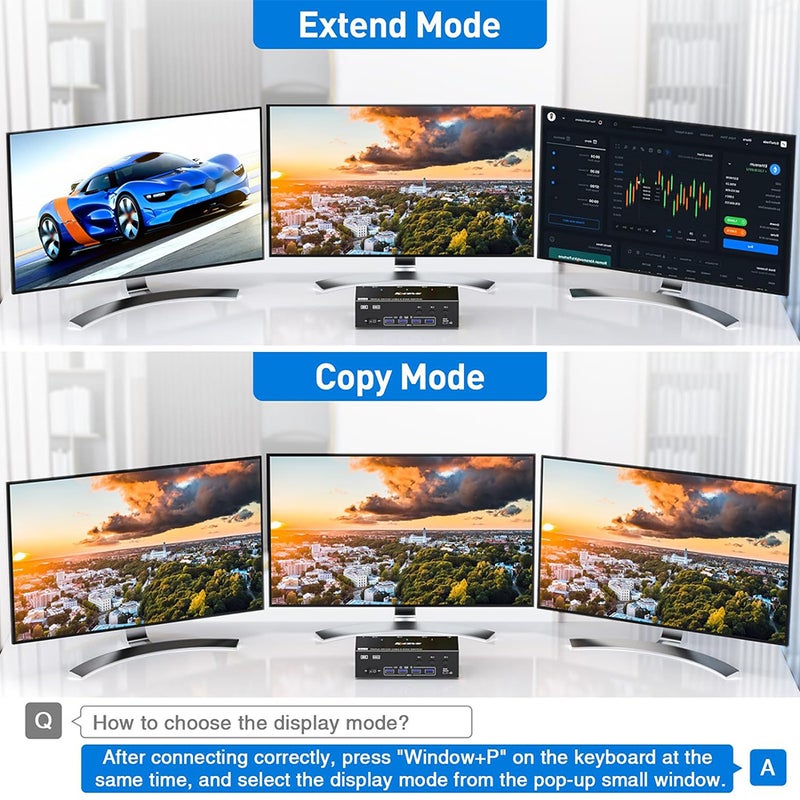 مبدل KCEVE KVM303DH متوافق مع HDMI، نوع KVM 3 مدخلات و 3 مخرجات بدقة 8K@60Hz و 4K@144Hz، مبدل ثلاثة شاشات USB 3.0 متوافق مع HDMI+DP لوحة المفاتيح، ومحرك الأقراص المحمول والطابعة، متوافق مع أنظمة Linux و Windows - Image 3