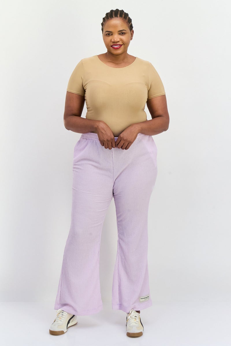 The Giving Movement Women Regular Fit Textured Palazzo Pants, Lavender - Image 1