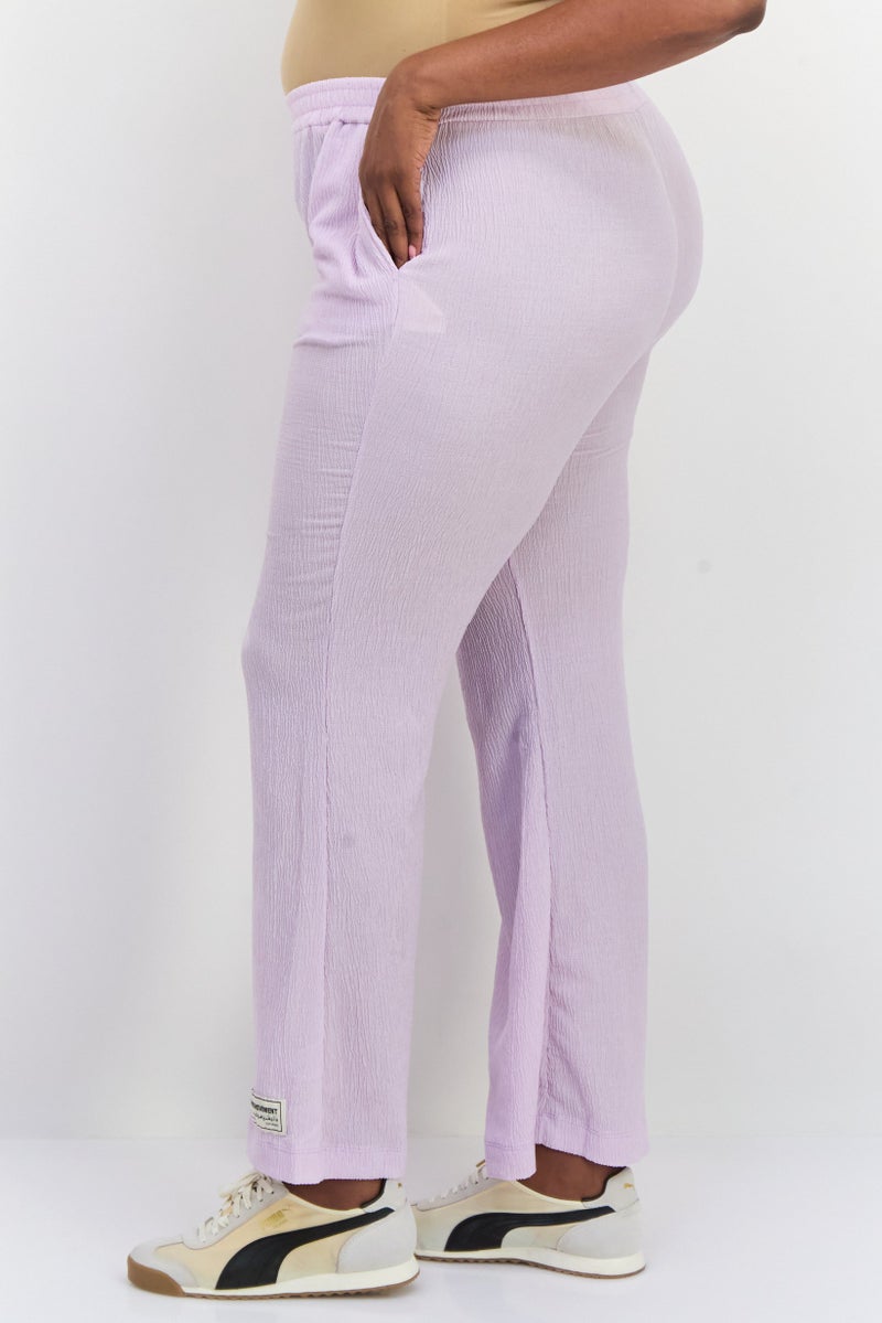 The Giving Movement Women Regular Fit Textured Palazzo Pants, Lavender - Image 3