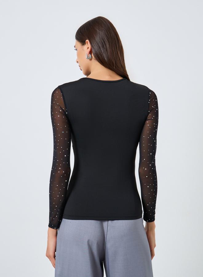 Take Two Embellishment Detail Round Neck Top - Image 5