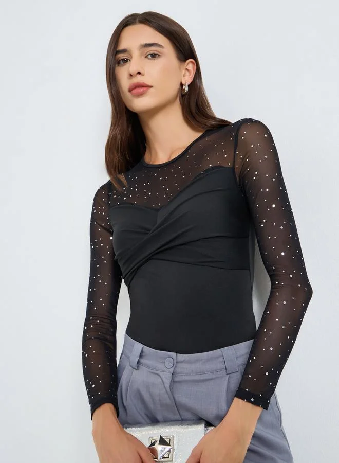 Take Two Embellishment Detail Round Neck Top