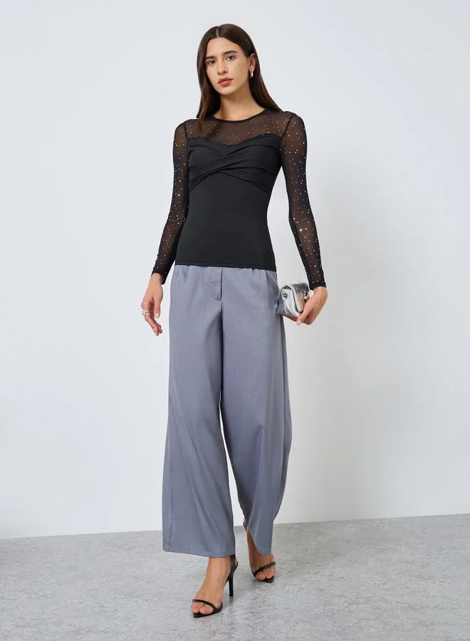 Take Two Embellishment Detail Round Neck Top