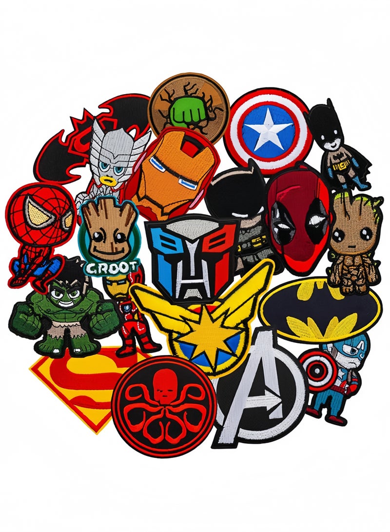 Peachjoy Iron on Patches, 20 Pcs Iron on Patches Cartoon Anime Patches Embroidered Applique Kit, Patch Iron-on or Sew-on Applique for Kids DIY Crafts, Patches for Kids Adult Clothes Decoration - Image 1
