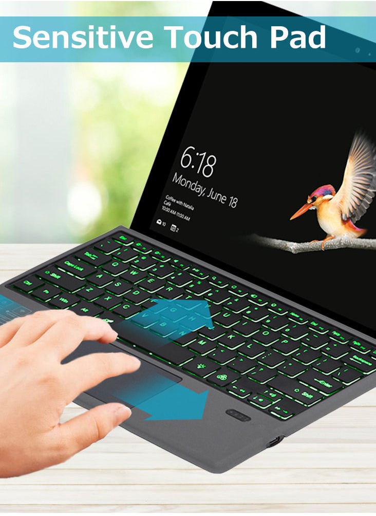 Generic - Wireless BT Keyboard Portable Ultra-thin Backlight Tablet Keyboard with Large Size Touchpad Compatible with Surface Pro 3/4/5/6/7 - Image 1