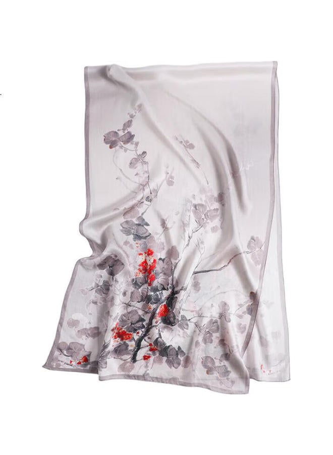 Hang Silk House Hangsifu Pure Silk Mulberry Silk Scarf Shawl Wrap, Elegant Outer Wear, Gift For Elders And Mothers, Birthday Present For Women, Practical, Colorful Ink - Image 1