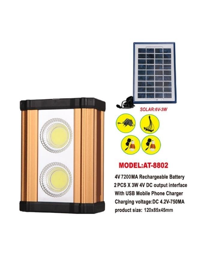 Crony نظام الطاقة الشمسية AT-8802 مصباح ألمنيوم عالي الطاقة 10 واط مع واجهة شحن USB ضوء طوارئ COB تلقائي - Image 2