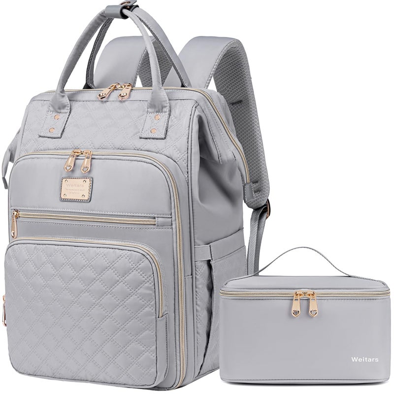 Weitars Lunch Backpack For Women,15.6 Inch Laptop Backpacks For Womens Back pack, Travel Backpacks,Work Backpack For Women (Gray) - Image 1