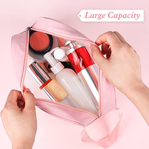 YuanCheng Upgrade Travel Toiletry Bags for Women, Pack-4 Different Size Make Up Bags with Handle, Large Capacity Translucent Waterproof Travel Cosmetic Bags (Comestic Bag-Pink) - Image 4