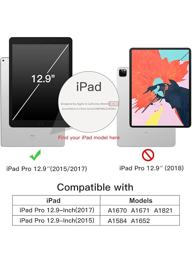 جي تيك حافظة لجهاز ايباد برو 12.9 انش موديل 2015 2017 الجيل الاول والثاني مع حامل قلم غطاء رفيع للكمبيوتر اللوحي مع ظهر ناعم من مادة TPU مع خاصية الاستيقاظ التلقائي باللون الذهبي الوردي - Image 2