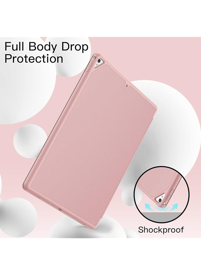 جي تيك حافظة لجهاز ايباد برو 12.9 انش موديل 2015 2017 الجيل الاول والثاني مع حامل قلم غطاء رفيع للكمبيوتر اللوحي مع ظهر ناعم من مادة TPU مع خاصية الاستيقاظ التلقائي باللون الذهبي الوردي - Image 4