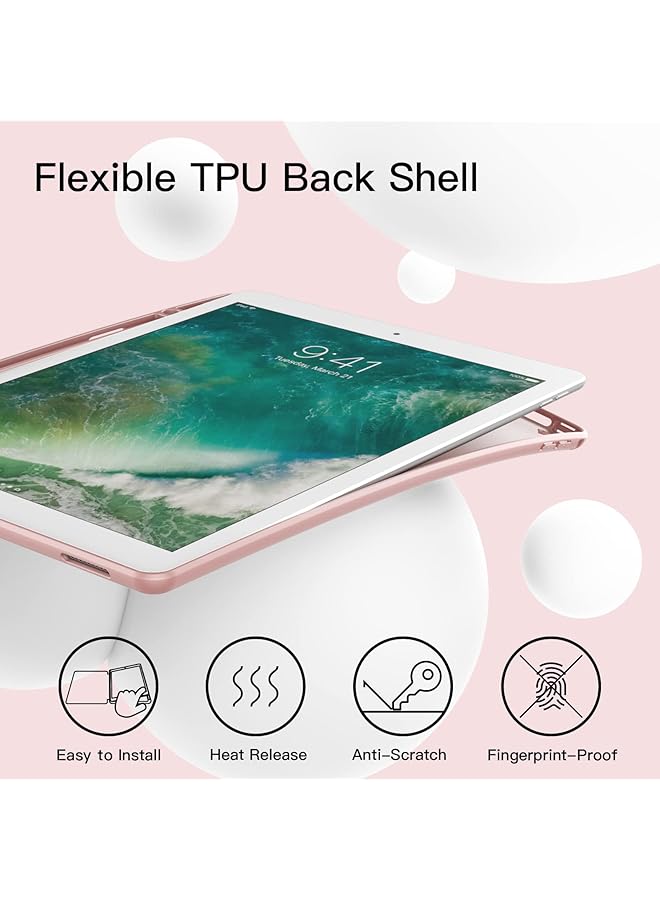 جي تيك حافظة لجهاز ايباد برو 12.9 انش موديل 2015 2017 الجيل الاول والثاني مع حامل قلم غطاء رفيع للكمبيوتر اللوحي مع ظهر ناعم من مادة TPU مع خاصية الاستيقاظ التلقائي باللون الذهبي الوردي - Image 3