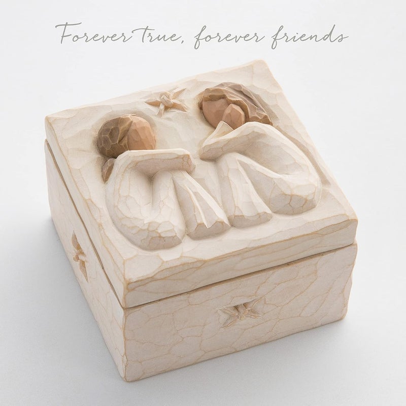 Willow Tree Friendship Keepsake Box, Forever True, Forever Friends, Holds Jewelry and Treasures, Carving of Best Friends or Sisters, Sculpted Hand-Painted Keepsake Box - Image 4