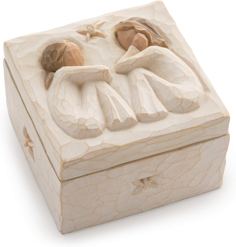 Willow Tree Friendship Keepsake Box, Forever True, Forever Friends, Holds Jewelry and Treasures, Carving of Best Friends or Sisters, Sculpted Hand-Painted Keepsake Box - Image 1