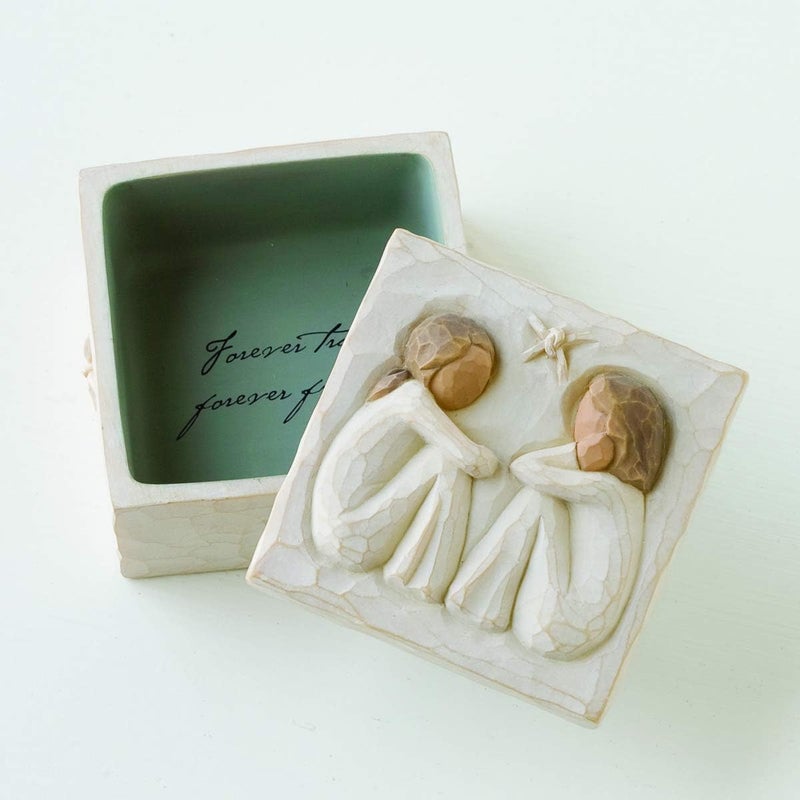 Willow Tree Friendship Keepsake Box, Forever True, Forever Friends, Holds Jewelry and Treasures, Carving of Best Friends or Sisters, Sculpted Hand-Painted Keepsake Box - Image 3