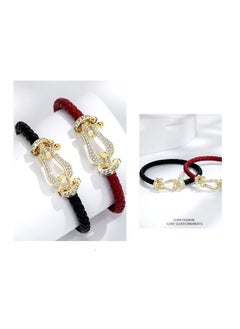 Red rope couple bracelet girls ins niche design female and male hand jewelry a pair of braided bracelets fashionable ladies bracelet horseshoe buckle diamond U-shaped head micro-inlaid bracelet simple hand jewelry - pzsku/Z54A14ABB7E4D65F3E6F8Z/45/_/1731401162/206d8f92-e20e-446d-aa36-ff14b77d4992