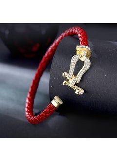 Red rope couple bracelet girls ins niche design female and male hand jewelry a pair of braided bracelets fashionable ladies bracelet horseshoe buckle diamond U-shaped head micro-inlaid bracelet simple hand jewelry - pzsku/Z54A14ABB7E4D65F3E6F8Z/45/_/1731401186/b8243aa7-9bc9-4579-864e-7cefd48a8b17