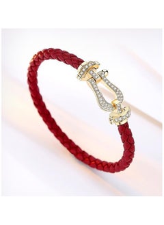 Red rope couple bracelet girls ins niche design female and male hand jewelry a pair of braided bracelets fashionable ladies bracelet horseshoe buckle diamond U-shaped head micro-inlaid bracelet simple hand jewelry - pzsku/Z54A14ABB7E4D65F3E6F8Z/45/_/1731401192/8921c0bd-f290-4a62-93d0-b0947d168af6